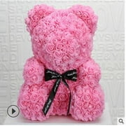 xinqinghao valentine's day gift artificial flowers pe rose bear toys hot pink