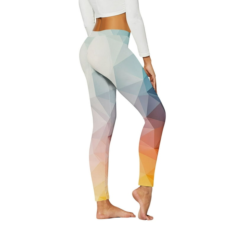 xinqinghao yoga leggings for women women casual tight sports yoga colorful  geometric print leggings women yoga pants sky blue xl