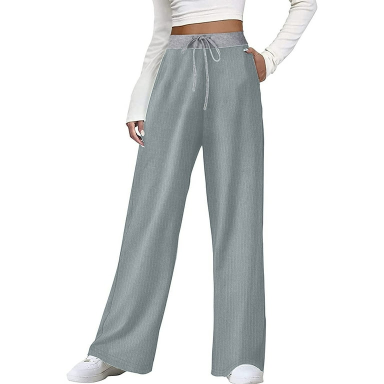 Women's Wide Leg Sweatpants With Elastic Waistband and Drawstring