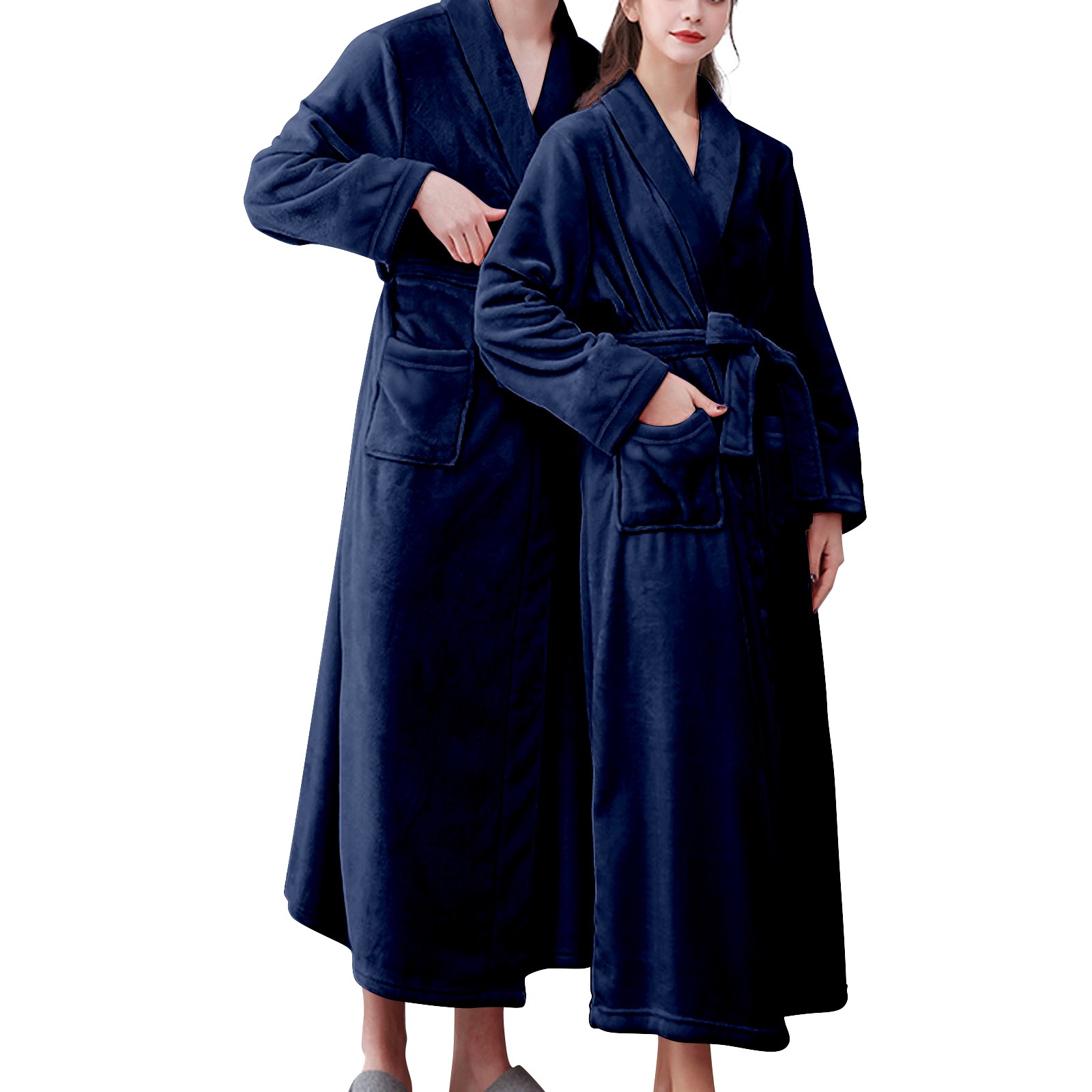xiuh sleepwear for women women's double pocket flannel bathrobe soft ...