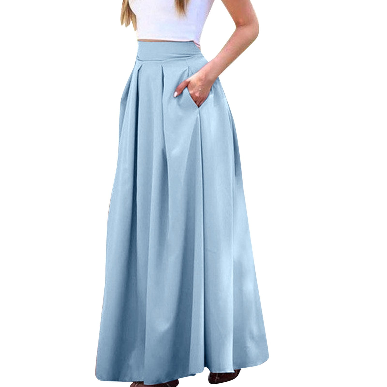 Long light blue skirt best sale