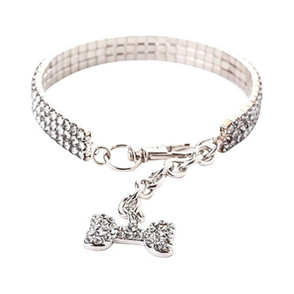 xiwaer Pet Dog Bling Rhinestone Collars Fancy Necklace For Cats Small Dogs Female Puppy Collars White S