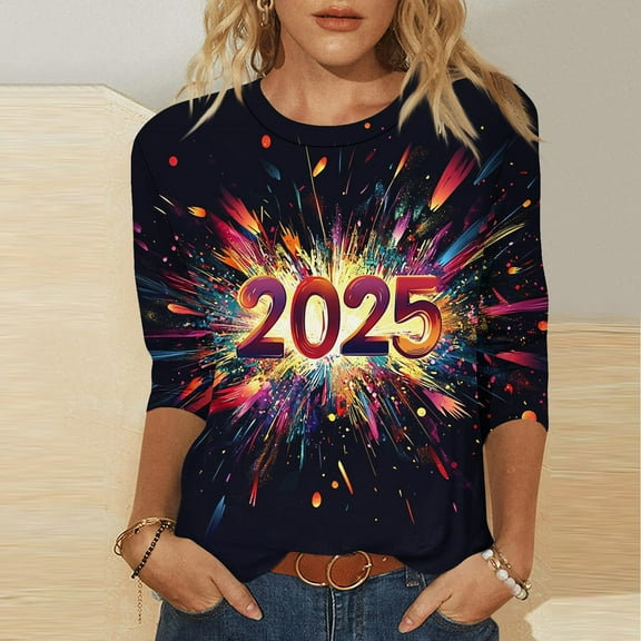 xixinqiwan Happy New Year Christmas Shirts,Women Sparkly Sequin Christmas Shirts Holiday Party Long Sleeve Pullover Top