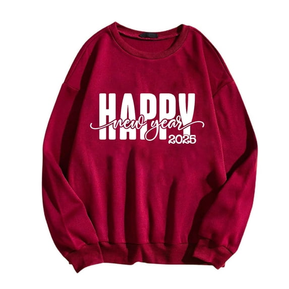 xixinqiwan Holiday Shirts for Women 2025,2025 New Year Eve Pullover Tops Crewneck Oversized Holiday Shirts Long Sleeve