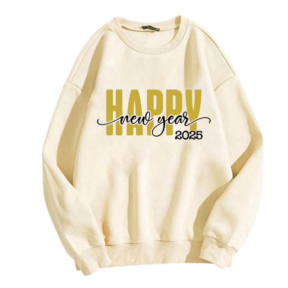 xixinqiwan Holiday Shirts for Women 2025,2025 New Year Eve Pullover Tops Crewneck Oversized Holiday Shirts Long Sleeve