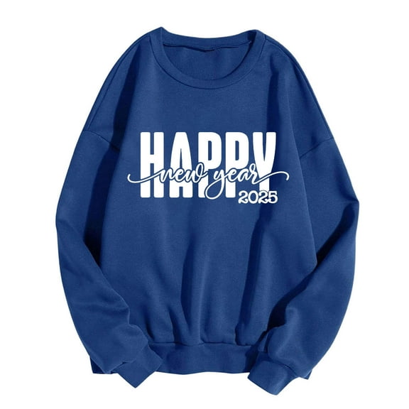 xixinqiwan Holiday Shirts for Women 2025,2025 New Year Eve Pullover Tops Crewneck Oversized Holiday Shirts Long Sleeve