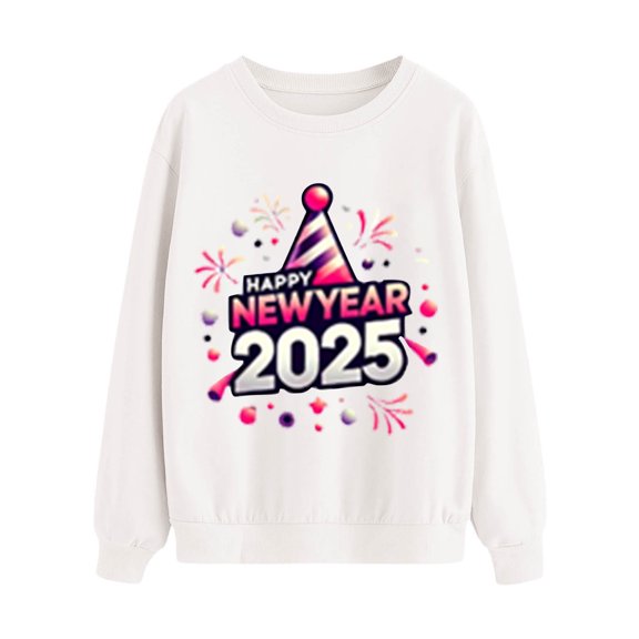 xixinqiwan Holiday Shirts for Women 2025,Women New Years Party Sweatshirt Merry Christmas Holiday Long Sleeve Pullover Tops