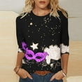thumbnail image 1 of xixinqiwan Mardi Gras Clothing for Women,Women Tuesday Shirt Funny Mask Graphic Tee Carnival Long Sleeve Shirt New Orleans Party, 1 of 6