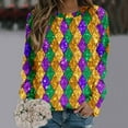 thumbnail image 1 of xixinqiwan Mardi Gras Long Sleeve Shirts for Women,Crew Neck Long Sleeve Loose Tops Fat Tuesday Carnival Tee New Orleans Party, 1 of 5