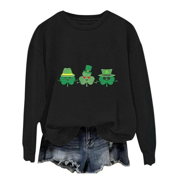 xixinqiwan St Patricks Day Shirt WoMen,Women's Shamrock Crew Neck Casual Tunic Tops Pullover Loose Comfy Sweatshirts