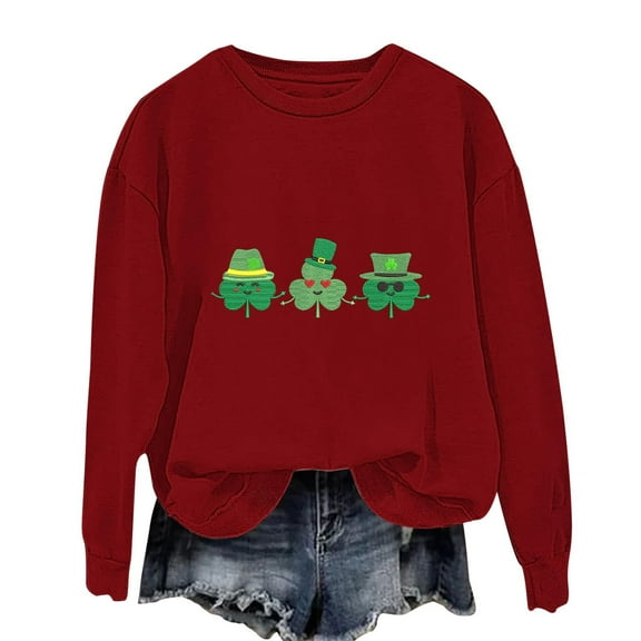 xixinqiwan St Patricks Day Shirt WoMen,Women's Shamrock Crew Neck Casual Tunic Tops Pullover Loose Comfy Sweatshirts
