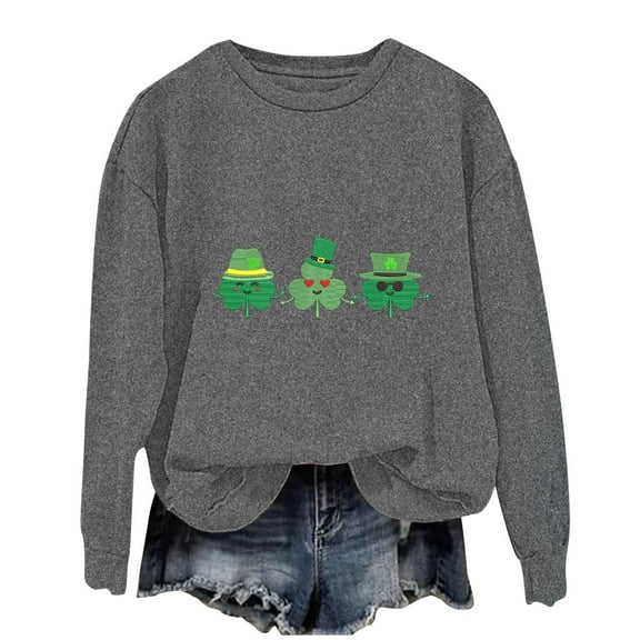 xixinqiwan St Patricks Day Shirt WoMen,Women's Shamrock Crew Neck Casual Tunic Tops Pullover Loose Comfy Sweatshirts