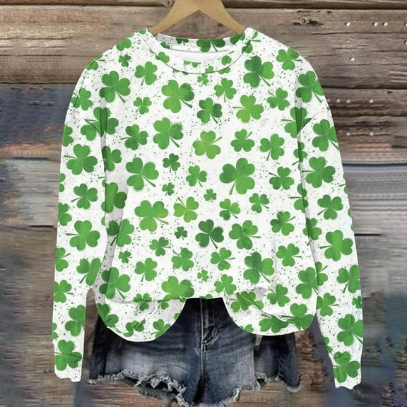 xixinqiwan Women St Patrick's Day Sweatshirt,Womens Shamrock Lucky Sweater Casual Irish Long Sleeve Graphic Tops Pullovers