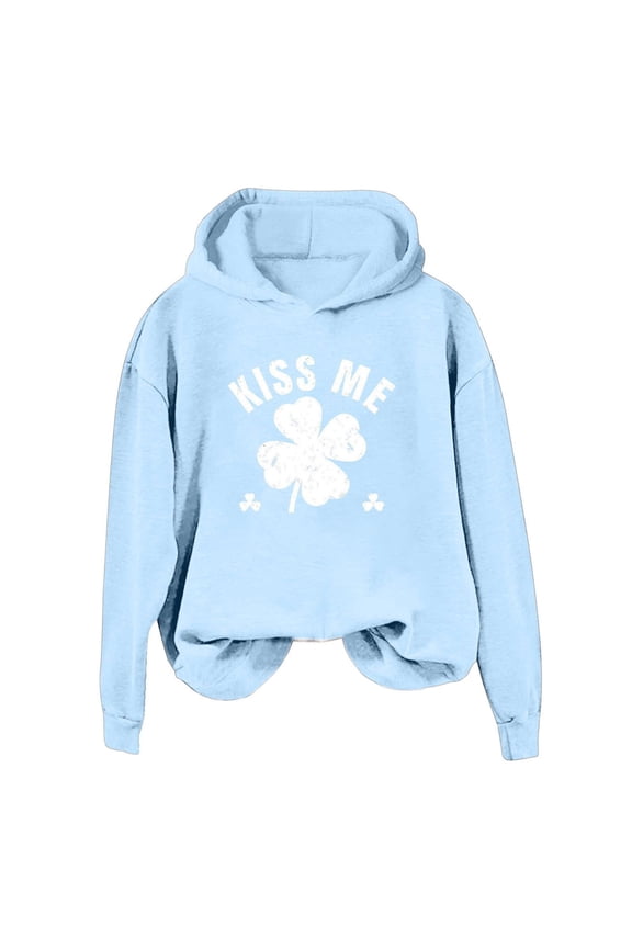 Women Irish Shamrock Sweatshirt,Women Slainte Shirts St Pattys Shirt Shamrock Clover Printed Long Sleeve Tops