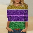 thumbnail image 1 of xixinqiwan Women Mardi Gras Clothing,Women Carnival Party Tshirt Mardi Gras Mask Crazy Party Tee Causal Long Sleeve Tee Tops, 1 of 6