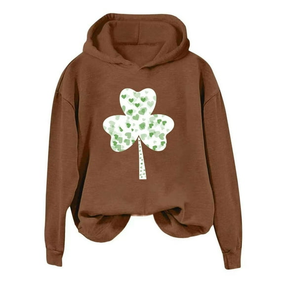 xixinqiwan Women's Plus Size St. Patrick's Day Hoodies,Women Long Sleeve Pullover Hooded Sweatshirt Fleece Sweaters Festival Holiday Tops