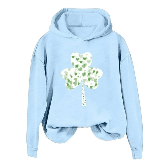 xixinqiwan Women's Plus Size St. Patrick's Day Hoodies,Women Long Sleeve Pullover Hooded Sweatshirt Fleece Sweaters Festival Holiday Tops