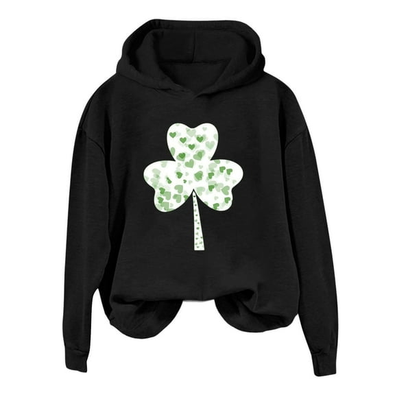 xixinqiwan Women's Plus Size St. Patrick's Day Hoodies,Women Long Sleeve Pullover Hooded Sweatshirt Fleece Sweaters Festival Holiday Tops
