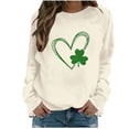 thumbnail image 1 of xixinqiwan Women's St. Patrick's Day Hooded Sweatshirts,Irish Long Sleeve Shirts Shamrocks Plus Size T Shirt for Women Men Clover Sweatshirt Beige 2XL, 1 of 6