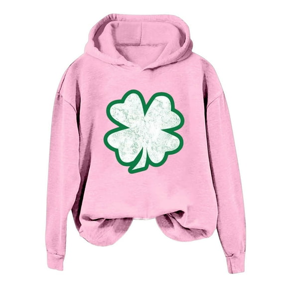 xixinqiwan Women's St. Patrick's Day Hooded Sweatshirts,Long Sleeve Hooded Shirt Fleece Sweaters St. Patrick'S Day Gift Pink M