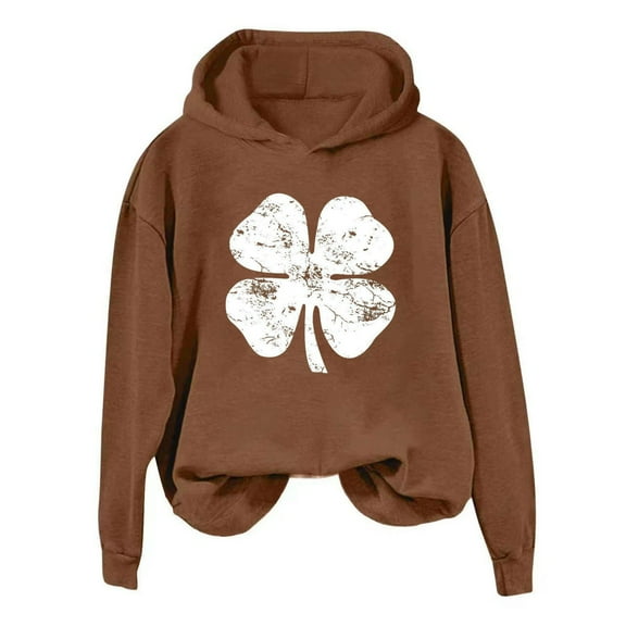 xixinqiwan Women's St. Patrick's Day Hooded Sweatshirts,Women Irish Slainte Hooded Shamrock Green Long Sleeve Shirt Festival Holiday Tops