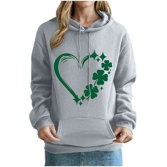 xixinqiwan Hoodies for St. Patrick's Day,Women Long Sleeve Pullover Hooded Sweatshirt Fleece Sweaters Festival Holiday Tops