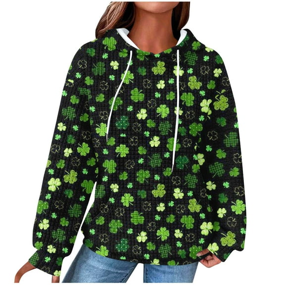 xixinqiwan Women's St. Patrick's Day Hooded Sweatshirts,Women Long Sleeve Pullover Hooded Sweatshirt Fleece Sweaters Festival Holiday Tops