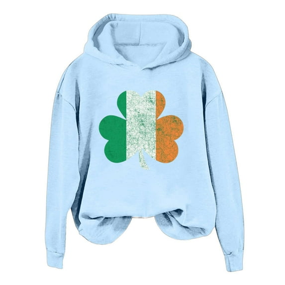 xixinqiwan Women Irish Shamrock Sweatshirt,Women's Long Sleeve Pullover St Patricks Day Sweatshirts Hoodies Festival Outfit