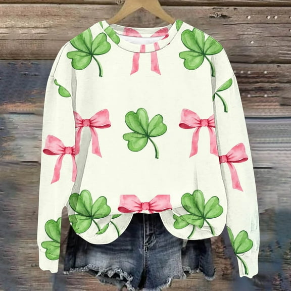 xixinqiwan St Patricks Day Shirt for Women Plus Size,Women's Shamrock Crew Neck Casual Tunic Tops Pullover Loose Comfy Sweatshirts