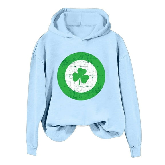 xixinqiwan Hoodies for St. Patrick's Day,Women's Shamrock Long Sleeve Shirts Lucky Green Glitter Pullover Tops