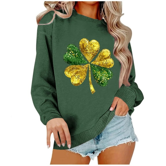 xixinqiwan Women's St. Patrick's Day Hooded Sweatshirts,men's Lucky Shamrock Long Sleeve Shirt Irish Casual Pullover Top Army Green 2XL