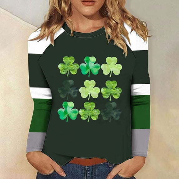 xixinqiwan Womens St Pats Funny T Shirts,Women's Funny Irish Tee Shirts Shamrock Green T Shirts Women Vintage Graphic Tees Tops on