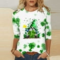 thumbnail image 1 of xixinqiwan Womens St Pats Funny T Shirts,Womens Cute Graphic Floral Tees Long Sleeve Summer Blessed T Shirt Irish Festival Tops, 1 of 6