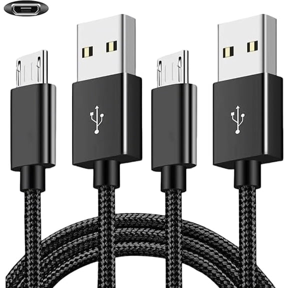 xixishop 2 Pack 6.6FT PS4 Controller Charging Cable, Micro USB Nylon Charger Data Sync Cord, Suitable for PlayStation 4, Xbox One S/X Controller and More (Black)