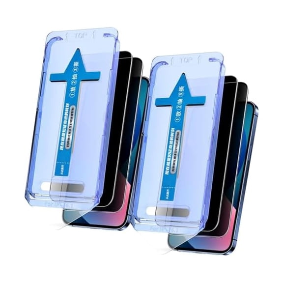 xixishop 2 Pack Crystalshield Screen Protector - Dust Free without Bubbles for iPhone 15 14 13 12 11 Pro Max, Privacy HD Tempered Film Screen Protector,Easy Installation (Privacy*2, 12)