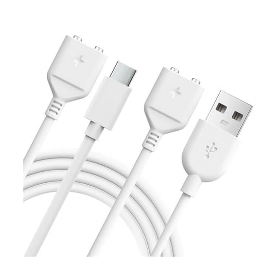 xixishop 2 Pack Magnetic Replacement Charger Cable 6MM Calibre USB-A & USB-C to Magnetic Cord DC for Rose Tool, 2.62FT Cable, 5V/1A Charger for Wand Massagers and Electronics (Magnetic-6MM)