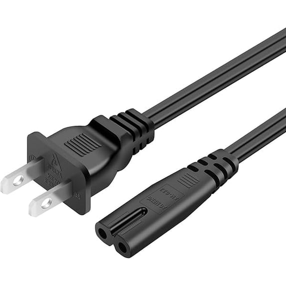 xixishop 2 Prong Power Cord,AC Power Cord, Also for Xbox、for PS4、for TV、for Speaker,for Projector, Charger Replacement AC Power Cord Cable, 4.9FT(1.5M)