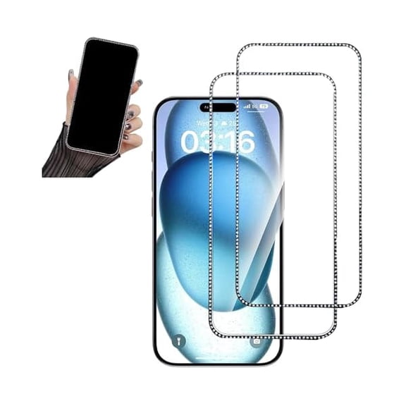 xixishop 2PCS Glitter Screen Protector suit for iPhone 16 Plus/iPhone 15 Plus/iPhone 14 Pro Max 6.7Inch,Diamond Bling Shiny Sparkling Tempered Glass