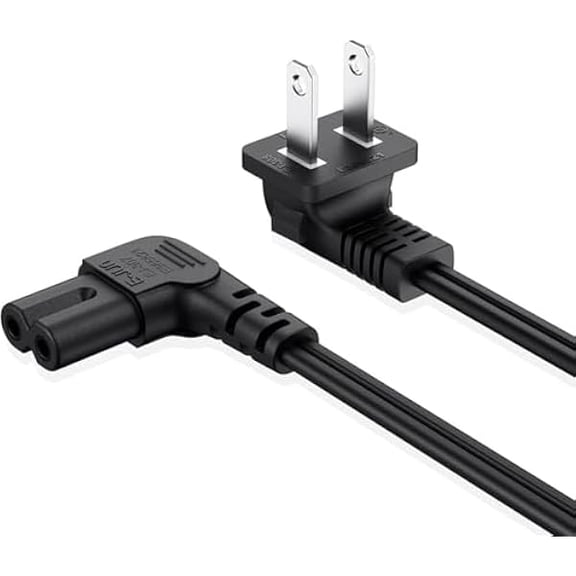 xixishop 6FT Long 2 Prong AC Elliptical Power Cord for YOSUDA, GUGTTR, WESTIONC, ANCHEER Under Desk Elliptical Machines Power Cord Cable, 90 Degree Angled 18AWG 2-Prong to L-Shaped C7 Power Cable