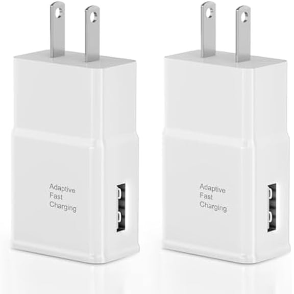 xixishop Adaptive Fast Charging USB Wall Charger Adapter for Samsung Galaxy S25 Ultra/S25/S25+/s24 S7 S8 S9 / Edge/Plus/Active, Note 5 8, 9, Quick Charge, Android Phone Travel Plug -2 Pack(White)