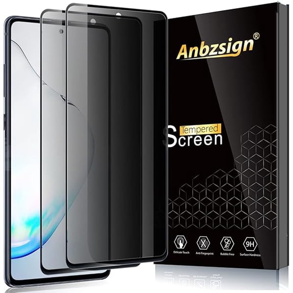 xixishop Anbzsign [2 Pack] Samsung Galaxy Note 10 lite / A81 / Galaxy S10 Lite (6.7 inch) Privacy Screen Protector, [Full Coverage] [Case Friendly] Anti-Spy 9H Hardness Tempered Glass