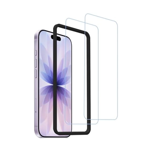 xixishop Anti Blue Light Screen Protector For iPhone 17 Tempered Glass Film 2-Pack with Easy Alignment Tool