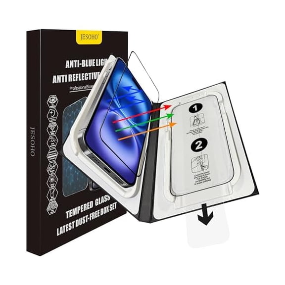 xixishop Anti Glare Screen Protector for iPhone 15/16(6.1 inches) Blue Light Blocking, Anti-Reflective Shatterproof HD Tempered Glass with Easy Installation Tray,Touch Sensitive,9H,2 Pack