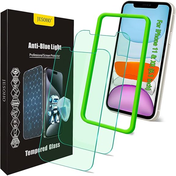 xixishop Blue Light Screen Protector for iPhone 11, iPhone XR (6.1") HD Anti Blue Light Blocking Tempered Glass Film, Eye Protection,Case Friendly, No Bubbles, with Easy Installation Kit, 2 Pack