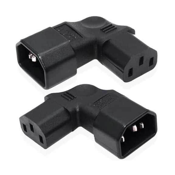 xixishop IEC C14 to C13 Power Adapter, Left Angle/Right Angle IEC 320 C14 Male to IEC 320 C13 Female Power Plug for LCD Wall Mount TV (2 Pack)