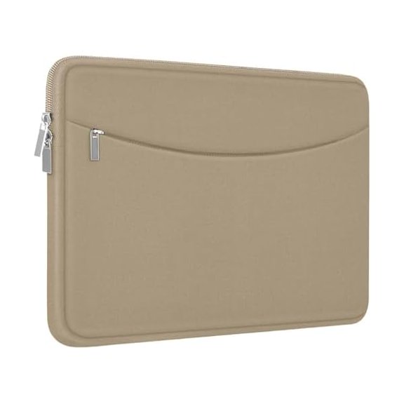 xixishop Laptop Case Sleeve 15.6 inch, Shockproof Protective Briefcase Carrying Computer Cover Bag with Accessory Pocket, Laptop Bag Compatible with MacBook, HP, Dell, Lenovo, Asus, Khaki