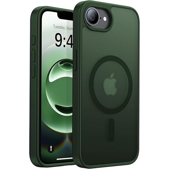 xixishop Magnetic Shockproof for iPhone 17e & iPhone 16e Case [Compatible with MagSafe] [Military-Grade Protection] Anti-Yellowing, Matte Protective Phone Case for iPhone 17 e/16 e 6.1", Green