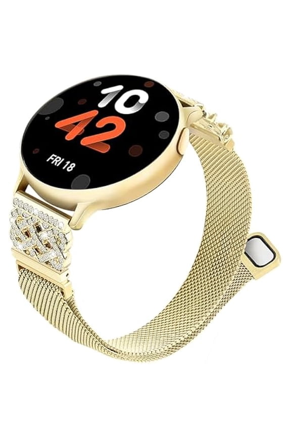 Mesh Loop Strap for Galaxy Watch Band 7 6 5 4, FE 40mm, Watch 5 Pro 45mm, 4 Classic 46mm 42mm, Active 2 Magnetic Metal Bands for Samsung Watch Sport Bling Milanese Bracelet for Women Girl