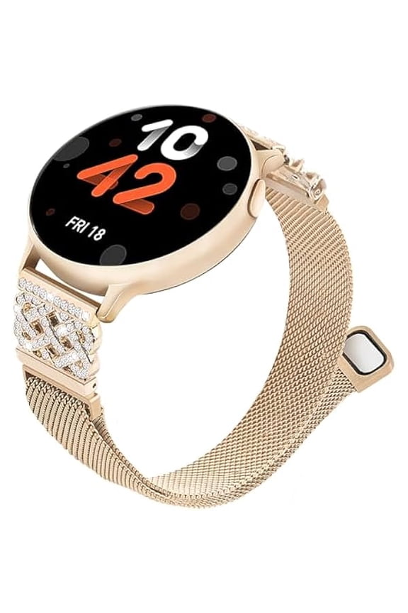 Mesh Loop Strap for Galaxy Watch Band 7 6 5 4, FE 40mm, Watch 5 Pro 45mm, 4 Classic 46mm 42mm, Active 2 Magnetic Metal Bands for Samsung Watch Sport Bling Milanese Bracelet for Women Girl