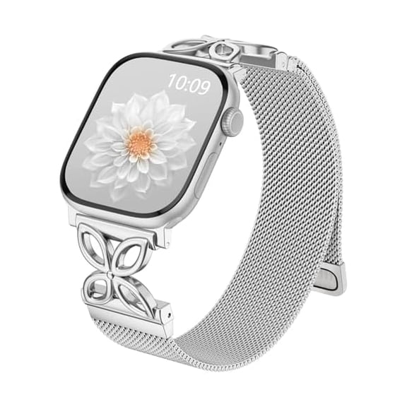 xixishop Milanese Loop for Apple Watch Bands for Women 40mm 41mm 42mm 44mm 45mm 46mm 49mm 38mm, Magnetic Metal Stainless Steel iWatch Band for iWatch SE Series 11 10 9 8 7 6 5 4 3 2 Ultra, Silver